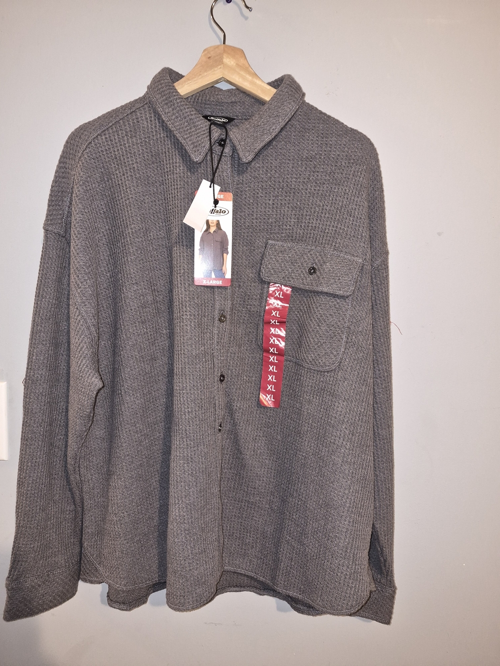 Waffle-Knit Button-Front Camisole Top - Gray